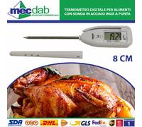 Termometro Digitale per Alimenti Con Sonda In Acciaio Inox A Punta 8 Cm