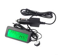 Termometro digitale per auto, 12 V, misuratore di temperatura LCD per il monitoraggio interno ed esterno automobilistico con display retroilluminato (verde)