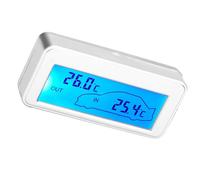 Termometro Digitale per Auto con Display LCD, Misuratore di Temperatura per Interni Ed Esterni per Alimentazione 12V, Argento, Uso Universale