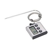 Termometro Digitale per Carne, Timer con Sonda, Supporto Posteriore Magnetico per Cucinare Alla Griglia, Adatto per Forni, Fumigatori, Stufe, Display LCD di Facile Lettura, Cavo