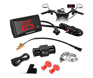 Termometro Digitale per Moto e Adattatore da 18 MM/22 MM, Strumenti per la Temperatura Dell'acqua per Moto, Adattatore per Sensore di Temperatura Sonda in Metallo Impermeabile per Koso(Rosso 22mm)