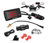 Termometro digitale per moto Strumenti Adattatore per sensore di misuratore display digitale per temperatura dell'acqua, Adattatore per sensore di temperatura per KOSO 18/22mm(18MM-RED)