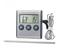 Termometro digitale portatile per barbecue, da -50 °C a 300 °C, allarme timer, conversione doppia unità, design in acciaio inox
