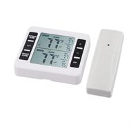 Termometro digitale radio per interni ed esterni, con 2 sensori, display LCD, allarme minimo max per frigorifero, congelatore, stoccaggio, misurazione della temperatura da -40 a 60 gradi, portata 100