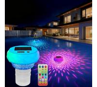 Termometro Digitale Solare per Piscina-Termometro Galleggiante con Display e Funzione Timer, Termometro per Piscina con 8 Effetti Luminosi Dinamici, Termometro Digitale Impermeabile IP68 per Piscine