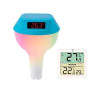 Termometro digitale solare wireless for piscina, misuratore di temperatura for il nuoto con luci RGB dinamiche, timer e schermo LED(Lake with Receiver)
