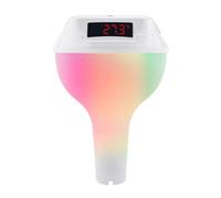 Termometro digitale solare wireless for piscina, misuratore di temperatura for il nuoto con luci RGB dinamiche, timer e schermo LED(White)