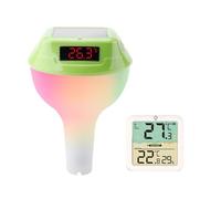 Termometro digitale solare wireless for piscina, misuratore di temperatura for il nuoto con luci RGB dinamiche, timer e schermo LED(Green with Receiver)