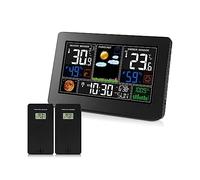 Termometro digitale Stazione meteorologica Igrometro Barometro Sensore wireless esterno elettronico Orologio da parete a grande schermo Home Monitor Accurato(Black 2)