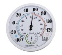 Termometro e igrometro analogico con quadrante grande per riferimento rapido della temperatura e dell'umidità relativa all'interno e all'esterno (bianco)
