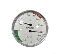 Termometro e igrometro da parete per sauna con struttura in metallo e fori di ventilazione, adatto per temperature da 10 a 120 gradi Celsius