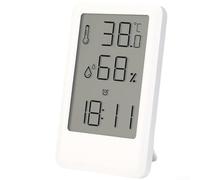 Termometro e igrometro digitale con doppia lettura della temperatura, umidità interna ed esterna su singolo schermo LCD (bianco)