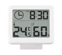Termometro e igrometro digitale LCD per ambienti interni, misuratore di temperatura e umidità con orologio, display 12/24 ore, memoria max/min, sveglia, montaggio a parete o supporto da scrivania