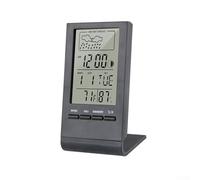 Termometro e igrometro digitale LCD per monitoraggio del clima interno, con previsioni meteo e funzioni sveglia (nero)