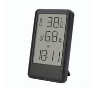 Termometro e igrometro digitale per interni ed esterni, clima LCD con registrazione max/min, montaggio a parete o supporto da scrivania, per casa, ufficio, camera dei bambini, Celsius Fahrenheit (nero