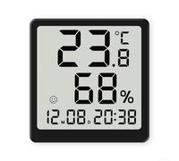 Termometro e igrometro digitale portatile con orologio per un facile monitoraggio della temperatura e dell'umidità (nero)