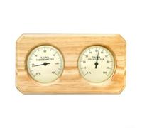 Termometro e igrometro per sauna 2 in 1, accessorio rotondo in legno ad alta precisione, ideale per bagni turchi e saune (orizzontale)