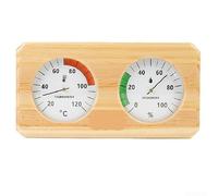 Termometro e igrometro per sauna in legno ad alta precisione 2 in 1 monitor per bagni turchi con struttura in pino e scala di facile lettura in tono marrone (20-120C orizzontale)