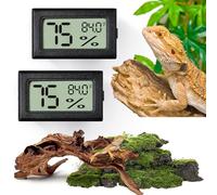 Termometro e misuratore di umidità per rettili, 2 pezzi, igrometro digitale adesivo, per terrario e rettili, accessori per serbatoio del drago barbuto, misuratore di umidità per gechi crestati