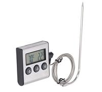 Termometro elettronico per carne con timer di cottura e arrosto in cucina, sonda in acciaio inossidabile