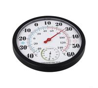 Termometro esterno con igrometro interno ed esterno, 25 cm, termometro da parete in plastica, grande bianco per SKALA nero leggibile, meccanico senza batteria, temperatura precisa umidità per