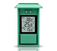 Termometro esterno giardino digitale da parete capanna - Termometro Mini/Maxi - Facile da fissare - Lettura immediata - Memoria dei minimi e massimi - IPX2 - Per giardino, serra - 13x8CM - Verde