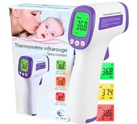 Termometro frontale senza contatto - Termometro per neonati e adulti a infrarossi medici professionali, digitale, temperatura istantanea 1s, schermo LCD a 3 colori, allarme febbre + batterie verdi