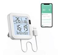 Termometro Igrometro Ambiente WiFi Interno, Tuya Termometro Digitale Sensore Temperatura con Schermo Retroilluminato Registrazione Dati, Termometro Casa Misuratore Umidità Ambiente (8cm*8cm)