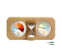 Termometro igrometro canadese 3 in 1 per sauna con cedro rosso, timer a | Quadrante a doppia scala °F/°C con zone di comfort colorate, timer per sabbia da 15 minuti, misuratore di montaggio a parete