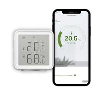 Termometro-igrometro collegato - Konyks Termo - Wi-Fi- comunica con radiatore e termostato collegato ecc. per regolare l'umidità e la temperatura, compatibile con Alexa e Google Home, Tuya