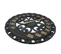 Termometro igrometro con quadrante placcato oro, orologio analogico da parete in bronzo, resistente alle intemperie, grande termometro, ideale per terrazza, giardino o nessuna batteria necessaria, per