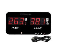 Termometro igrometro digitale con ampio display a LED, monitor di temperatura e umidità interna, allarme acustico e visivo regolabile, sonda integrata, commutabile in °C/°F, per casa, magazzino, serra