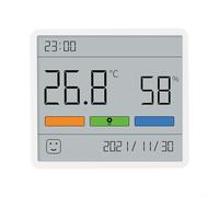 Termometro igrometro digitale LCD da parete con display dell'ora, 7 x 8 x 1,6 cm, monitor di umidità e temperatura interna per casa, ufficio, camera da letto, lettura accurata da -9,9 °C a 60 °C e 10