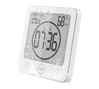 Termometro Igrometro Digitale, Orologio da Bagno Impermeabile Allarme Toccare Controllo Timer per il Conto Alla Rovescia, Termoigrometro da Interno per Casa Monitor di Temperatura e umidità (Bianco)
