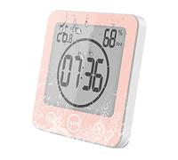 Termometro Igrometro Digitale, Orologio da Bagno Impermeabile Allarme Toccare Controllo Timer per il Conto Alla Rovescia, Termoigrometro da Interno per Casa Monitor di Temperatura e umidità (Rosa)