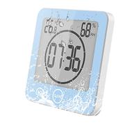 Termometro Igrometro Digitale, Orologio da Bagno Impermeabile Allarme Toccare Controllo Timer per il Conto Alla Rovescia, Termoigrometro da Interno per Casa Monitor di Temperatura e umidità (Blu)