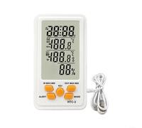 Termometro Igrometro Digitale Per HTC-3 Con Display LCD, | Misuratore di umidità della temperatura interna/esterna, memoria max/min, funzione sveglia, sensore esterno per serra