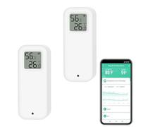 Termometro Igrometro Intelligente Digitale, Sensore di Temperatura e Umidità WiFi con Fodera Magnetica Autoadesiva, Sensore di Temperatura di Calibrazione con Notifiche dell'App.Compatibile Alexa.2PCS