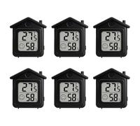 Termometro/Igrometro Mini LCD, Confezione Da 6 Pezzi, Igrometro Digitale Per Interni Con Magnete E Indicatore Faccina. Adatto Per Ambienti Interni Come Soggiorno, Camera Da Letto (Nero)