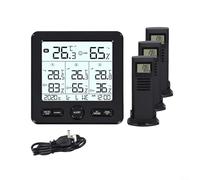 Termometro igrometro senza fili con stazione meteo radio kit per interni ed esterni, display digitale di temperatura e umidità, tecnologia di trasmissione wireless (nero)