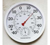 Termometro igrometro senza fili da 25 cm, per interni ed esterni, per giardino, serra, cucina, ufficio, con indicatore analogico di temperatura e umidità con ampio display, da -40 a 50 °C, 0-100% RH