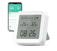 Termometro Igrometro WiFi, telecomando a infrarossi, mini LCD digitale termometro igrometro interno con allarme di notifica app, compatibile con Alexa e Google Assistant