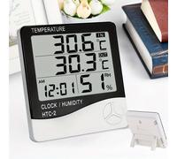 Termometro interno/esterno con sveglia, display doppia temperatura con sensore, termometro digitale igrometro, sveglia ABS
