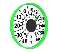 Termometro meccanico a batteria, doppia scala per gradi Celsius, per interni ed esterni, giardino, serra, bar, parete, finestra, dispositivo con sensore acrilico (verde)