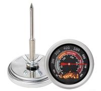 Termometro per barbecue in acciaio inox con display a doppia scala Celsius/Fahrenheit, montaggio filettato a 5 viti per barbecue all'aperto, cottura in forno, ricambio indicatore di temperatura della