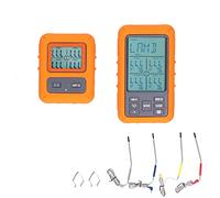 Termometro per barbecue ZenithAur con ricevitore remoto e 4 sonde per grigliare e affumicare carne, dotato di avviso di sovratemperatura e sonde in acciaio per uso alimentare