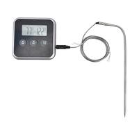 Termometro Per Carne Display LED Digitale Intelligente Termometro Da Multifunzionale Con Funzione Timer Sonda Per Barbecue Cottura Alla Griglia ABS Acciaio Inossidabile 3,1 x 3,1 (Nera)