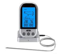 Termometro per carne senza fili per cucinare, termometro digitale per barbecue con sonda remota, portata 30 m, display LCD, timer, 8 preset per carne di maiale