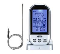 Termometro per carne wireless con sonda Display LCD retroilluminato Funzione di conto alla rovescia digitale a distanza cottura Barbecue Griglia Forno Cucina