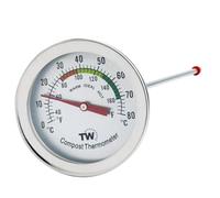 Termometro per compost - Termometro per compost in acciaio inox per casa e cortile, diametro 50 mm, quadrante C & F, 295 mm, acceleratore per compost